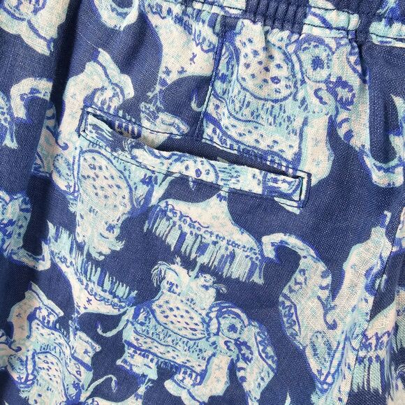 Lilly Pulitzer Women's Blue Elephant Print linen bootcut Pants Size S - Picture 11 of 16